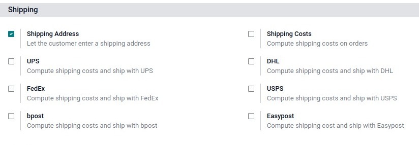 Odoo eCommerce Shipping